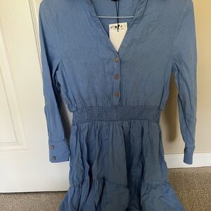 Blue Button-Down Dress
